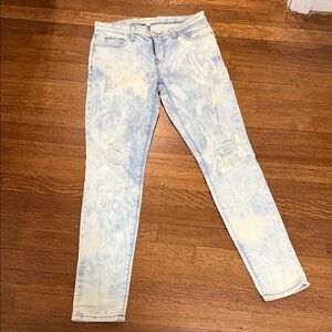 Current/Elliott Light Blue and White Skinny Jeans